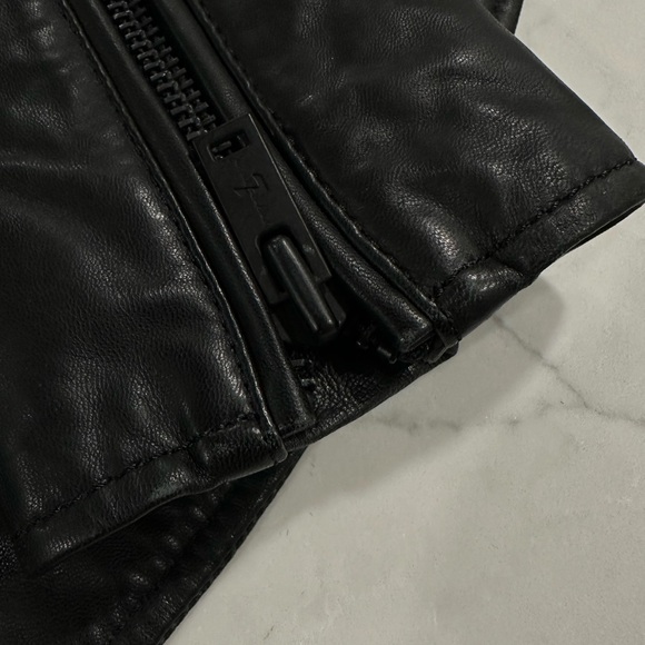 7 for all mankind leather moto jacket black sz S - Picture 7 of 7